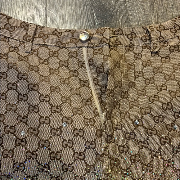 Gucci Beige Monogram High Waist Shorts - Picture 9 of 11
